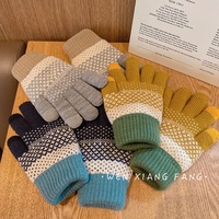 Gants rétro de style coréen, chauds, thermiques, à cinq doigts, longueur poignet, pour étudiantes, automne/hiver, doublés de polaire