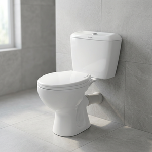 WC deux pièces en céramique de style européen, design italien avec siphon en P, chasse d'eau double, pour salle de bain - Product Image 1