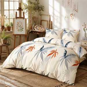 Poland Stock Botanical <b>Nature</b> Cotton <b>Bedding</b> <b>Set</b> Cream Orange Leaf Duvet Cover for wholesale and EU Dropshipping 3pcse - Product Image 5