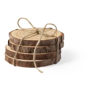 Pine <b>wood</b> <b>coasters</b> set sustainable merchandising - Product Image 3