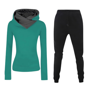 Ensemble de vêtements décontractés d'hiver pour hommes avec haut à manches longues, tendance, vêtements de maison et de rue, survêtement, sweat-shirt à capuche, 100% coton molletonné - Product Image 1