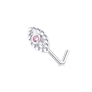 Venta al por mayor 20G Tornillo en forma de rosa CZ corazón hoja nariz anillo chapado en oro Piercing para el cuerpo joyería para mujeres - Product Image 6