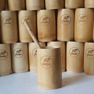 Customizable Eco-Friendly Bamboo Tea & Coffee <b>Cup</b> with Natural Lid & Straw <b>Reusable</b> for Cold Beverages - Product Image 1