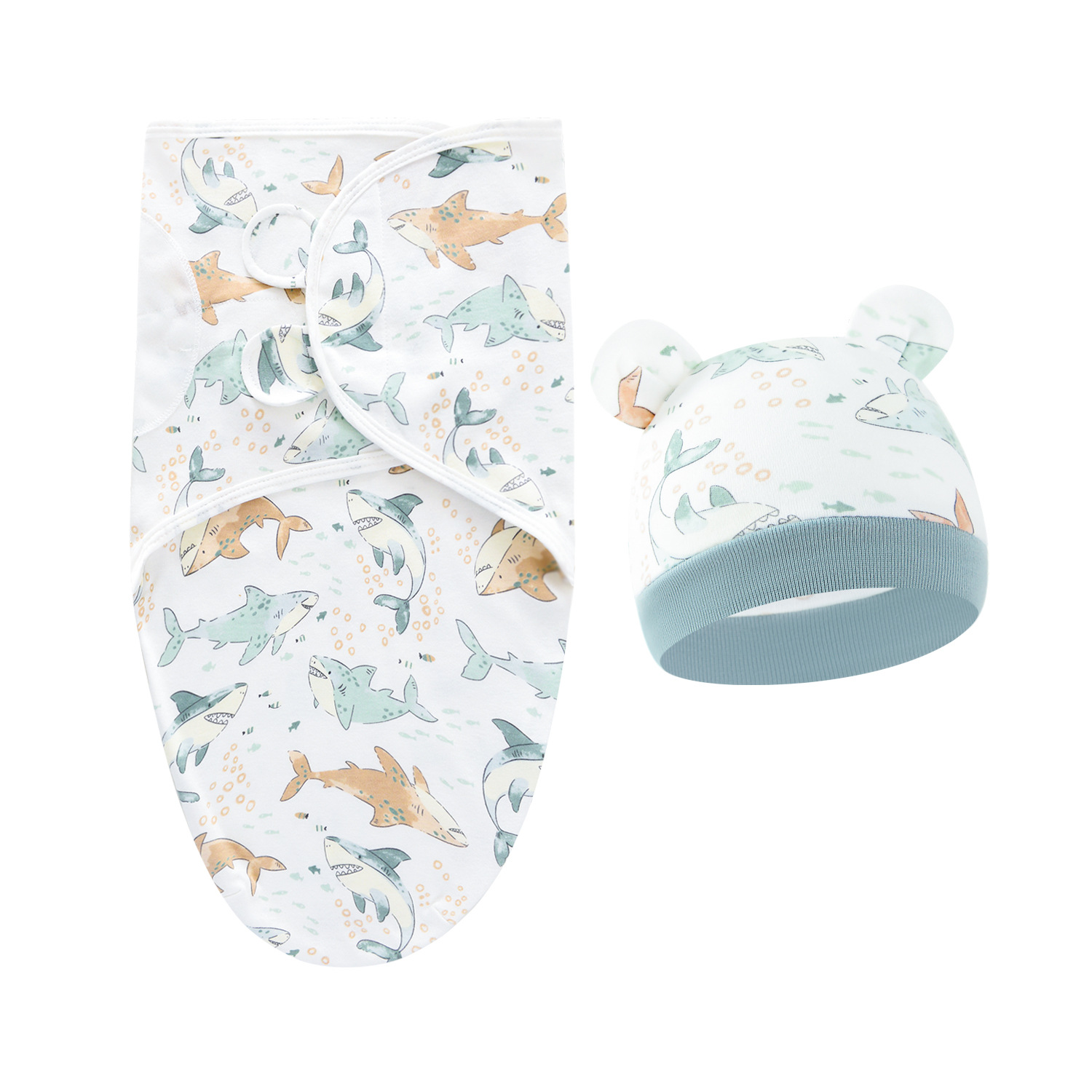 Big mouth shark-swaddling blanket + millet