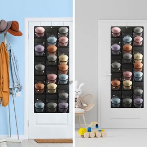 27-Pocket Over the Door Baseball Hat Organizer Wall Mount Storage Bag <b>Large</b> Hooks Hat Rack Holder for Closet <b>Wardrobe</b> Bathroom - Product Image 5