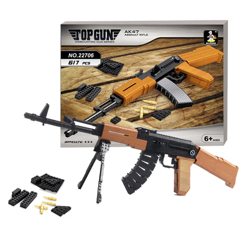 Kunststoff AK47 Repliken Sicheres Spielzeug Block Pistole Modell