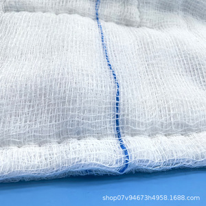 Compresses de gaze stériles médicales jetables dégraissées avec ligne radiopacique, queue bleue, en gaze de coton, absorbantes pour usage chirurgical - Product Image 1