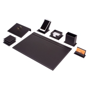 Vega 9-Piece Leather <b>Desk</b> Set Office Organizer Including <b>Desk</b> <b>Pad</b> Mouse <b>Pad</b> and Accessories - Product Image 1
