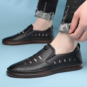Men's Genuine Leather Slip-On Casual <b>Sandals</b> <b>Closed</b> <b>Toe</b> Breathable EVA Sole Summer Style - Product Image 3