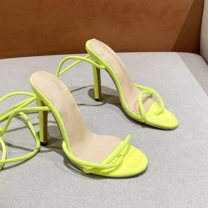 2025 Primavera Verano sandalias grandes de tacón fino para mujer, zapatos de tacón alto con punta abierta para discoteca con correa para el tobillo - Product Image 4