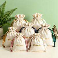 Pochette personnalisée en coton et bambou naturel avec logo, ruban à cordon, pour bijoux, cosmétiques, cadeaux de mariage, emballage de bonbons, sur mesure