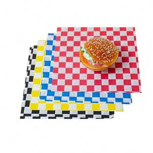 Feuilles de papier ciré jetables pour paniers, fournitures de restaurant, pour pain, fromages, hamburgers, papier d'emballage alimentaire à carreaux - Product Image 3