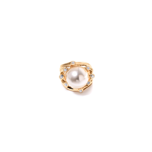 Classic Fashion Unisex <b>Ring</b> 316L Stainless Steel 18K <b>Gold</b> Plated Sustainable Resistant Pearl Center Design <b>Cocktail</b> <b>Ring</b> - Product Image 2