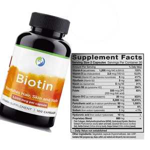 Ausreson Etiqueta Privada vitaminas biotina píldoras colágeno queratina B7 suplemento para el crecimiento del cabello 10000mcg tabletas de biotina para el crecimiento del cabello - Product Image 5