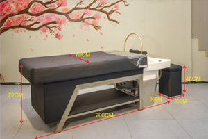 Lit de massage électrique moderne de luxe pour shampoing, équipement haut de gamme pour spa capillaire de salon, <span class=keywords><strong>système</strong></span> de thérapie aquatique intégré avec bassin en céramique - Product Image 5