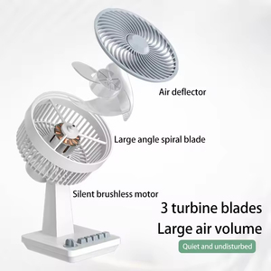 Ventilateur de bureau de style vintage, six vitesses, batterie 6000 mAh, charge USB, longue autonomie, moteur silencieux sans balais - Product Image 3