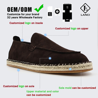 Mocassins Espadrilles Homme LANCI Qualité Supérieure Sur Mesure Entièrement Personnalisables en Daim Véritable avec Semelle en Jute Faits Main