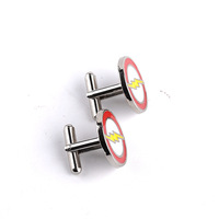 Meilleures ventes : Boutons de manchette en verre électroplaqué à thème, forme ronde, impression typographique, pour chemise de costume homme