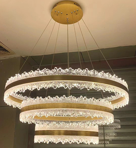 Chất lượng cao trang trí 2 vòng tròn nhôm + Acrylic LED ánh sáng mặt dây chuyền & đèn chùm dẫn (77701-2P) - Product Image 5