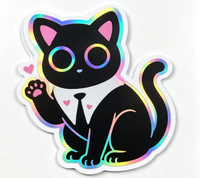 Pack d'autocollants adhésifs holographiques en vinyle PVC personnalisés avec logo de dessin animé, découpés à la forme, à gratter, pour la fabrication de bougies