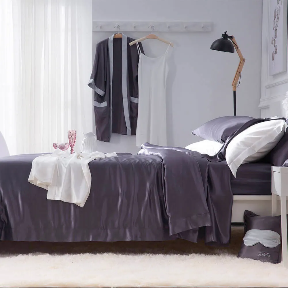 NEW Design 100% Pure Silk Luxury Bedding Set Jacquard for Wedding Hotel Gift Custom, Queen Size