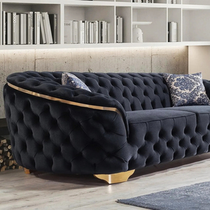 Canapé et canapé en velours de luxe au design moderne, inclinable à deux places, avec fonction capitonnée, pour meubles de maison et salon - Product Image 2