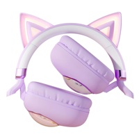 Casque audio sans fil stéréo MS-B5 avec oreilles de chat mignonnes, cadeau pour fille, casque de jeu pliable pour enfants avec éclairage RGB
