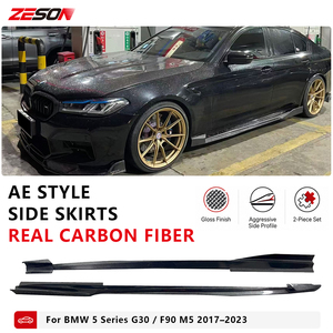 Faldones Laterales Estilo AE de Fibra de Carbono Real para <span class=keywords><strong>BMW</strong></span> Serie 5 G30 G38 F90 M5 530i 540i Sedán, Extensiones de Panel de Balancín <span class=keywords><strong>2017</strong></span>+ - Product Image 1