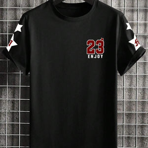 Personnalisé de haute qualité hommes col montant grande taille T-Shirt 100% polyester décontracté mode 23 anglais impression goutte épaule T-Shirt pour hommes - Product Image 2