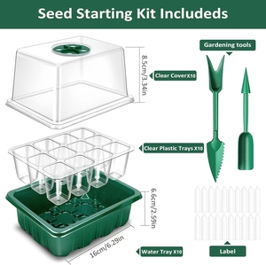 Couvercle de plateau de culture pour plantes de pépinière Kit de plateau de démarrage pour semis de germination à 12 cellules avec 5 lampes de culture en dôme Fonction minuterie - Product Image 3