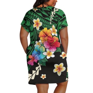 <strong>Bulk</strong> <strong>Items</strong> for Sale Low Moq Polynesian Tribal Tapa Hibiscus Design Custom Print Polyester Plus Size Dresses for Fat Women - Product Image 2