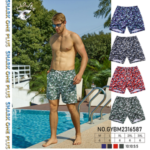 Pantaloncini da spiaggia da uomo in poliestere 100% resistente all'acqua stampa digitale colore blu modello animale abbigliamento da bagno bikini - Product Image 2