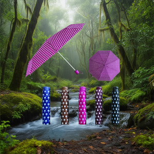 Feeling Rain Three Fold Manual <b>Umbrella</b> 8 Ribs Polyester Print <b>Windproof</b> Adult Use - Product Image 2