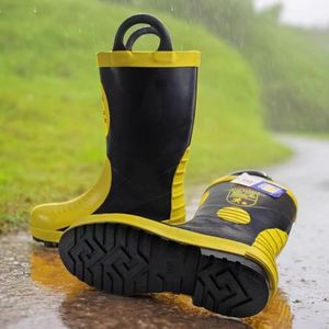 YIDAO <span class=keywords><strong>Bottes</strong></span> de pompier et EMS doublées de feutre pour hommes et femmes avec résistance chimique FR Upperand Steel Toe Fire Fighter Boots - Product Image 1