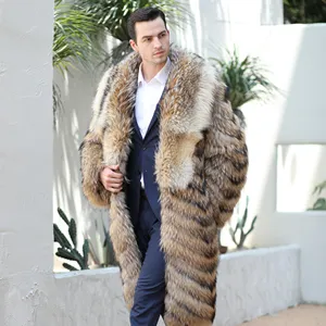 Janefur Fashion Luxury Real Fur Coat For Women Genuine Raccoon Fur Long Coat Men Winter Jackets