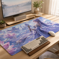Tapis de souris gaming en caoutchouc, motif anime et dessin animé, avec bords étendus, design personnalisable et surpiqué, pour bureau/maison, en stock