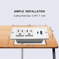 Stopkontak Meja Putih Tersembunyi untuk Desktop, Dilengkapi dengan PD 20W USB QC 18W Tipe-C untuk Kantor dan Lemari