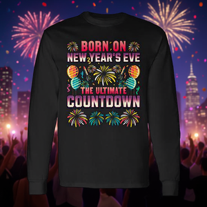 T-shirt à manches longues Born On New Year's Eve Ultimate Countdown Birthday - Product Image 3