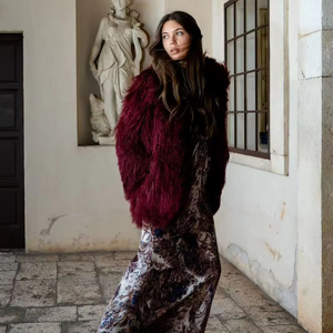 Vente chaude lâche femmes <span class=keywords><strong>court</strong></span> couleur mélangée laine fourrure pardessus coloré <span class=keywords><strong>manteau</strong></span> <span class=keywords><strong>femme</strong></span> pour vêtements d'extérieur - Product Image 3