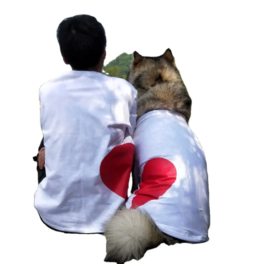 Summer Matching Dog and Owner Clothes Plain Dog Shirts with Heart for Pet and Large Dogs