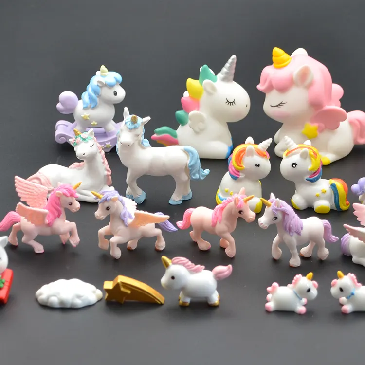 Thu nhỏ tự làm Kit trẻ em mới hàng hóa nhỏ Unicorn bức tượng nhỏ nhựa nhựa nhân vật đồ trang trí đồ chơi Bán Buôn Đồ trang trí dễ thương