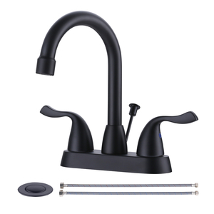 Lavabo de Acero Inoxidable con Válvula de Desagüe de Cerámica y Líneas de Suministro de Agua Doradas para Sala de Estar - Product Image 2