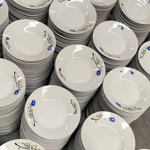 Assiettes en céramique commerciales pour restaurant, assiettes en porcelaine en gros, compatibles micro-ondes <span class=keywords><strong>et</strong></span> lave-vaisselle, gaufrées <span class=keywords><strong>et</strong></span> peintes à la main - Product Image 1