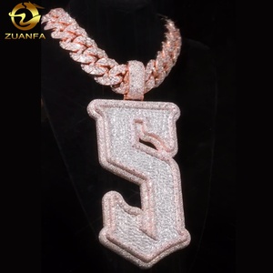 Gioielli Raffinati Personalizzati <span class=keywords><strong>in</strong></span> <span class=keywords><strong>Argento</strong></span> <span class=keywords><strong>925</strong></span>, Ciondolo Hip Hop con Lettera Iniziale Personalizzata, Diamante Moissanite - Product Image 3