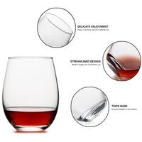 Verre à vin rouge sans pied personnalisé en cristal transparent, style classique vintage minimaliste, en forme d'œuf, avec logo, en PPWR, pour boissons non alcoolisées
