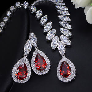 Wholesale Factory Direct Sales Luxury Two-<strong>piece</strong> Wedding <strong>Jewelry</strong> Zircon Pendant Set Necklace Earrings Accessories Wedding <strong>Jewelry</strong> - Product Image 5
