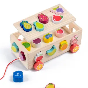 多機能木製認知マッチングカーインテリジェンス教育キッズビルディングブロックおもちゃ