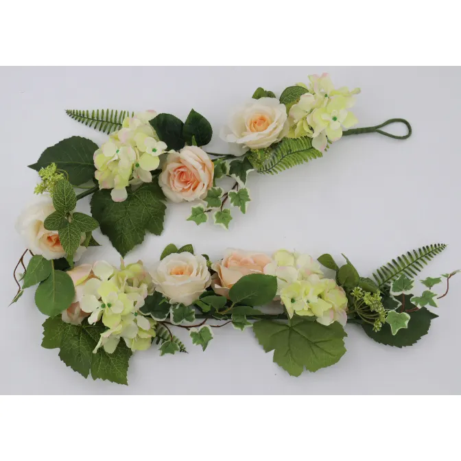 White Rayon Wreath Rose Hydrangea Vines Hanging Wedding Home Party Gardening Craft Arch Decoration