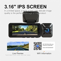 Caméra embarquée 4K triple objectif (avant, arrière, intérieur) avec WiFi 5 GHz, GPS, surveillance de stationnement 24h/24, vision nocturne et capteur G – Enregistreur de véhicule