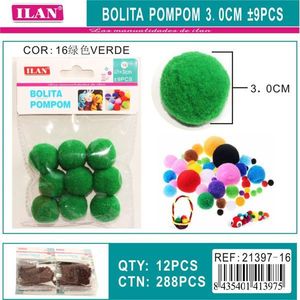Pallina di pon pon Ilan da 3,0 cm, verde, per decorazioni artigianali e progetti fai da te - Product Image 3
